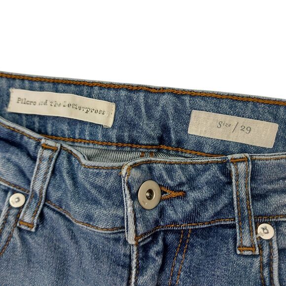 Anthropologie Pilcro Jeans Womens 29 Blue Mid-Rise Cropped Embroidered Pom Pom - Picture 9 of 12